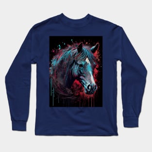 Horse Art 90s Style Long Sleeve T-Shirt